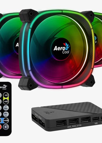 Вентилятор AeroCool Astro 12 Pro черный 120x25мм - 3шт ARGB 1000rpm 6 pin хаб H66Fx1 ПУx1