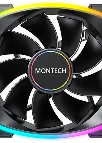 Вентилятор Montech RX140 Reverse ARGB 140х140x25 черный 4-pin 27.9дБ (RX140 PWM BLACK) Ret