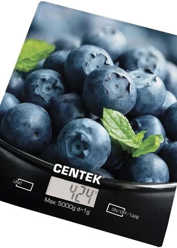 Весы кухонные Centek CT-2462 (Голубика) электронные, стеклянные, LCD, 190х200 мм, max 5кг, шаг 1г