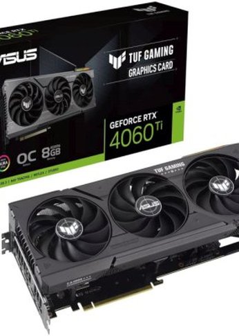 Видеокарта Asus PCI-E 4.0 TUF-RTX4060TI-O8G-GAMING NVIDIA GeForce RTX 4060TI 8192Mb 128 GDDR6 2520/18000 HDMIx1 DPx3 HDCP Ret