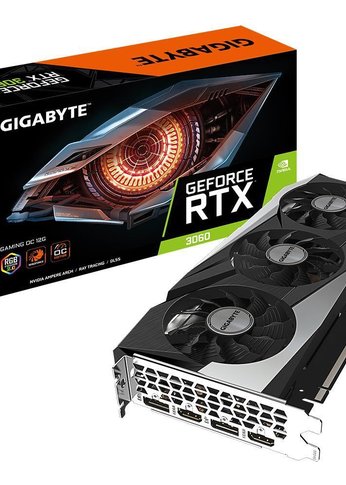 Видеокарта Gigabyte PCI-E 4.0 GV-N3060GAMING OC-12GD 2.0 LHR NVIDIA GeForce RTX 3060 12288Mb 192 GDDR6 1837/15000 HDMIx2 DPx2 HDCP Ret