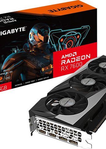 Видеокарта Gigabyte PCI-E 4.0 GV-R76GAMING OC-8GD AMD Radeon RX 7600 8192Mb 128 GDDR6 2355/18000 HDMIx2 DPx2 HDCP Ret