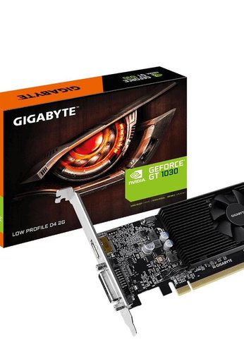 Видеокарта Gigabyte PCI-E GV-N1030D4-2GL NVIDIA GeForce GT 1030 2048Mb 64 DDR4 1177/2100 DVIx1 HDMIx1 HDCP Ret low profile