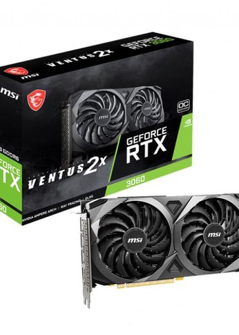 Видеокарта MSI PCI-E RTX 3060 VENTUS 2X 12G OC GDDR6 192bit 3xDP HDMI retail (RTX 3060 VENTUS 2X (12G) OC RU) RTL