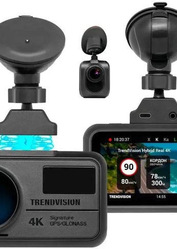 Видеорегистратор с радар-детектором TrendVision Hybrid Signature Real 4K 2CH GPS ГЛОНАСС черный