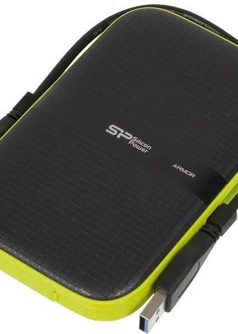 Внешний HDD 2Tb Silicon Power USB3.0 SP020TBPHDA60S3K A60 SP020TBPHDA60S3K Armor 2.5" черный/зеленый