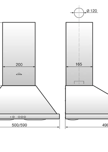 Вытяжка каминная Elikor Оптима 60Н-400-К3Л нержавеющая сталь управление: кнопочное 1М (887142)