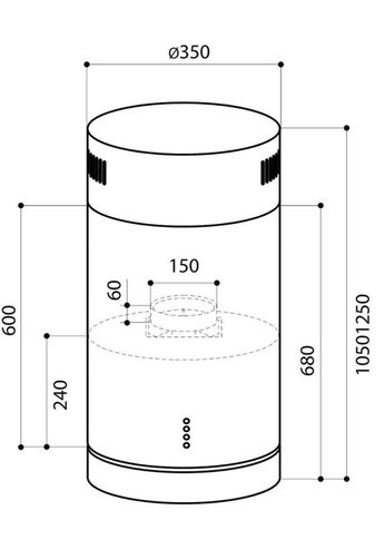 Вытяжка островная LEX Tubo Isola 350 INOX нержавеющая сталь управление: кнопочное (1 мотор)