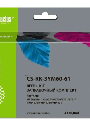 Заправочный набор Cactus CS-RK-3YM60-61 №305 многоцветный 4x30мл для HP DeskJet 2710/2120/2721/2722