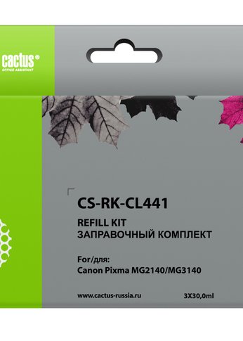 Заправочный набор Cactus CS-RK-CL441 многоцветный 3x90мл для Canon MG2140/MG3140