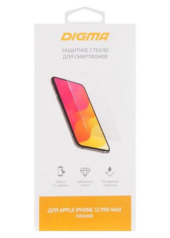 Защитное стекло для экрана Digma для Apple iPhone 12 Pro Max прозрачная 1шт. (DGG1AP12PM)