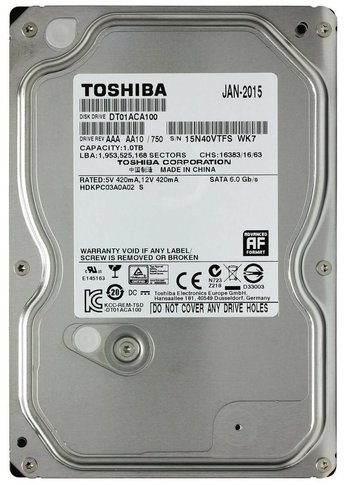 Жесткий диск 1Tb Toshiba SATA-III DT01ACA100 (7200rpm) 32Mb 3.5"