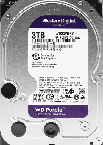 Жесткий диск 3Tb WD SATA-III WD33PURZ Surveillance Purple (5400rpm) 64Mb 3.5"