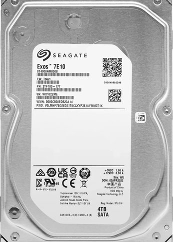 Жесткий диск 4Tb Seagate SATA-III ST4000NM000B Exos 7E10 (7200rpm) 256Mb 3.5"