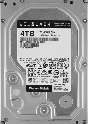 Жесткий диск 4Tb WD SATA-III 7200RPM 6Gb/S 256MB BLACK WD4005FZBX