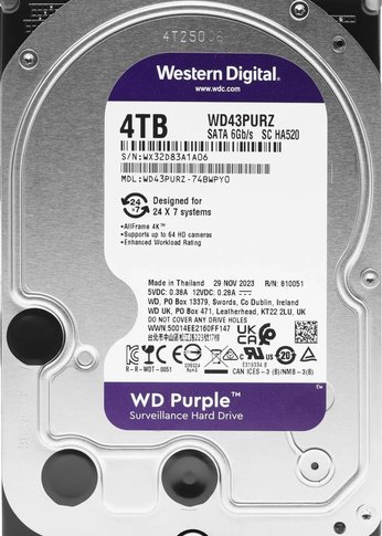 Жесткий диск 4Tb WD SATA-III WD43PURZ 6GB/S 256MB PURPLE