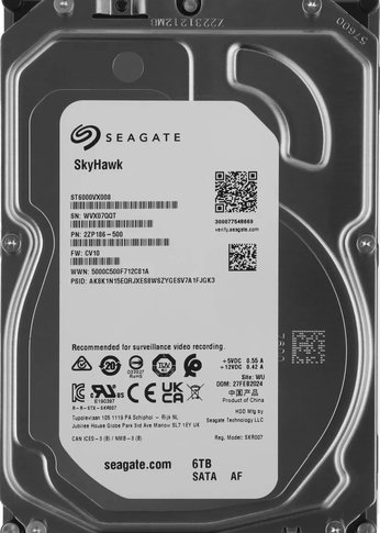 Жесткий диск 6Tb Seagate SATA-III Skyhawk (7200rpm) 256Mb 3.5" (ST6000VX008)