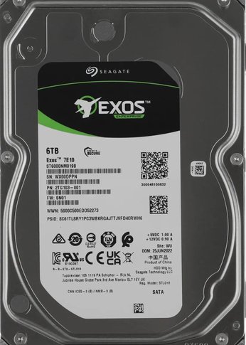 Жесткий диск 6Tb Seagate SATA-III ST6000NM019B Exos 7E10 (7200rpm) 256Mb 3.5"