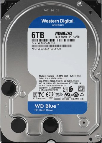 Жесткий диск 6Tb WD SATA-III WD60EZAX Desktop Blue (5400rpm) 256Mb 3.5"