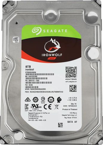 Жесткий диск 8Tb Seagate SATA-III ST8000VN004 NAS Ironwolf (7200rpm) 256Mb 3.5"