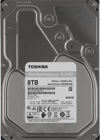 Жесткий диск 8Tb Toshiba SATA-III HDWR180UZSVA Desktop X300 (7200rpm) 256Mb 3.5"