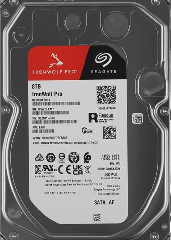 Жесткий диск Seagate 3.5" 8TB IronWolf Pro ST8000NT001 SATA 6Gb/s, 7200rpm, 256MB