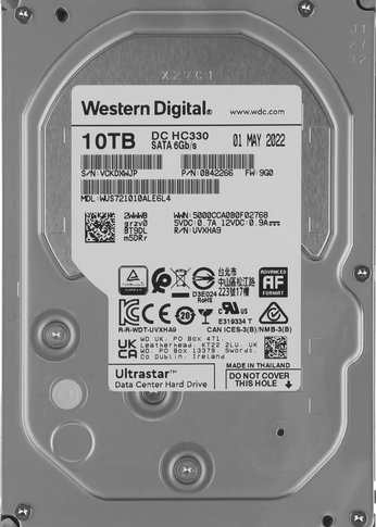 Жесткий диск WD SATA-III 10TB 0B42266\0B42301 WUS721010ALE6L4 Server Ultrastar DC HC330 (7200rpm) 256Mb 3.5"