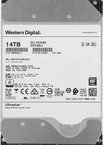 Жесткий диск WD SATA-III 14Tb 0F31284 WUH721414ALE6L4 Server Ultrastar DC HC530 (7200rpm) 512Mb 3.5"