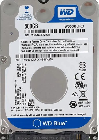 Жесткий диск WD SATA-III 500GB WD5000LPCX Blue (5400rpm) 16Mb 2.5"