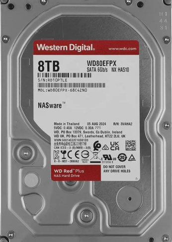 Жесткий диск WD SATA-III 8TB WD80EFPX NAS Red Plus (5640rpm) 256Mb 3.5"